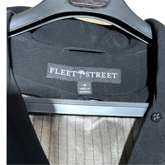 Fleet Street Trench Coat 10 Black Button Lined Removable Waterproof Back Pleat - Picture 8 of 13